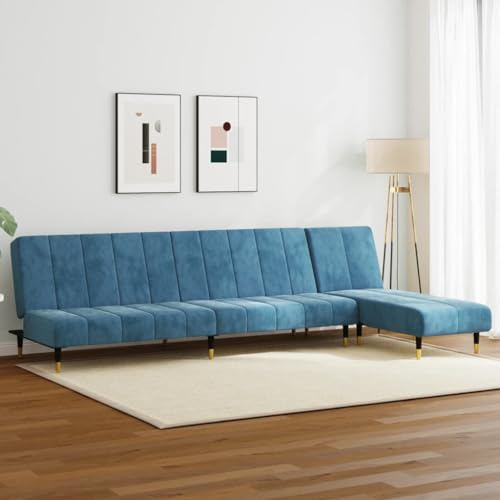 Youuihom 2-TLG. Sofagarnitur Blau Samt Küchensofa Schlafcouch Loungesessel Outdoor Lounge Sofa für Wohnzimmer Küchen Esszimmer Jugendzimmer von Youuihom
