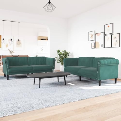 Youuihom 2-TLG. Sofagarnitur Dunkelgrün Samt Sofa Wohnzimmer Schlafcouch Outdoor Sofa Küchensofa für Küchen Balkon Esszimmer Wohnzimmer von Youuihom