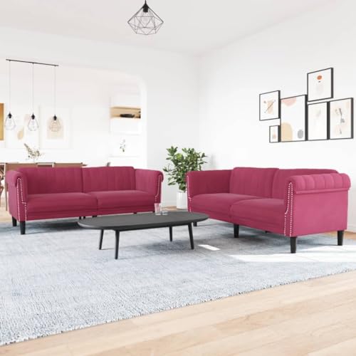 Youuihom 2-TLG. Sofagarnitur Weinrot Samt Sofa Wohnzimmer Schlafcouch Outdoor Sofa Küchensofa für Küchen Balkon Esszimmer Wohnzimmer von Youuihom