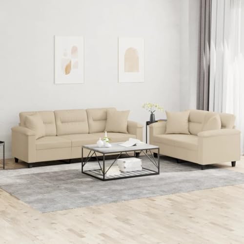 Youuihom 2-TLG. Sofagarnitur mit Kissen Creme Mikrofasergewebe Küchensofa Outdoor Sofa Loungesessel Outdoor Kleines Sofa für Balkon Küchen Wohnzimmer Jugendzimmer Youuihom 2-TLG. Sofagarnitur mit Kissen Creme Mikrofasergewebe Küchensofa Outdoor Sofa Loungesessel Outdoor Kleines Sofa für Balkon Küchen Wohnzimmer Jugendzimmer von Youuihom