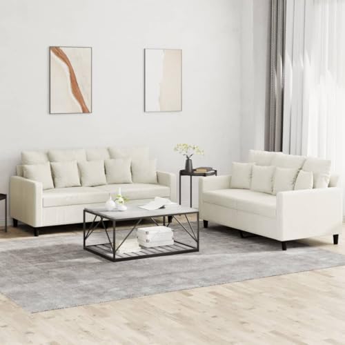Youuihom 2-TLG. Sofagarnitur mit Kissen Creme Samt Einzelsofa Outdoor Sofa Outdoor Couch Loungesessel Outdoor für Jugendzimmer Esszimmer Balkon Wohnzimmer von Youuihom