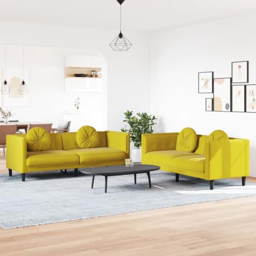 Youuihom 2-TLG. Sofagarnitur mit Kissen Gelb Samt Sofa Sessel Schlafcouch Schlafsofa Cauchsofa für Balkon Küchen Esszimmer Wohnzimmer Youuihom 2-TLG. Sofagarnitur mit Kissen Gelb Samt Sofa Sessel Schlafcouch Schlafsofa Cauchsofa für Balkon Küchen Esszimmer Wohnzimmer von Youuihom