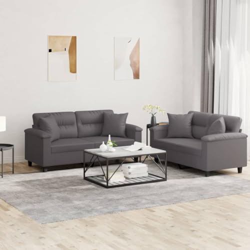 Youuihom 2-TLG. Sofagarnitur mit Kissen Grau Kunstleder Lounge Sofa Outdoor Couch Big Sofa Cauchsofa für Küchen Jugendzimmer Balkon Esszimmer Youuihom 2-TLG. Sofagarnitur mit Kissen Grau Kunstleder Lounge Sofa Outdoor Couch Big Sofa Cauchsofa für Küchen Jugendzimmer Balkon Esszimmer von Youuihom