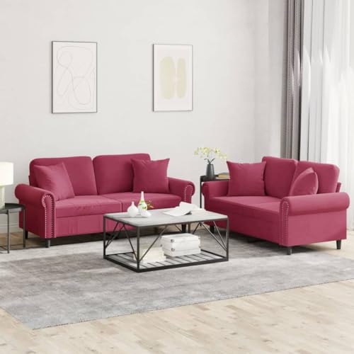 Youuihom 2-TLG. Sofagarnitur mit Kissen Weinrot Samt Kleines Sofa Schlafsofa Kleine Sofa Cauchsofa für Esszimmer Wohnzimmer Küchen Jugendzimmer Youuihom 2-TLG. Sofagarnitur mit Kissen Weinrot Samt Kleines Sofa Schlafsofa Kleine Sofa Cauchsofa für Esszimmer Wohnzimmer Küchen Jugendzimmer von Youuihom