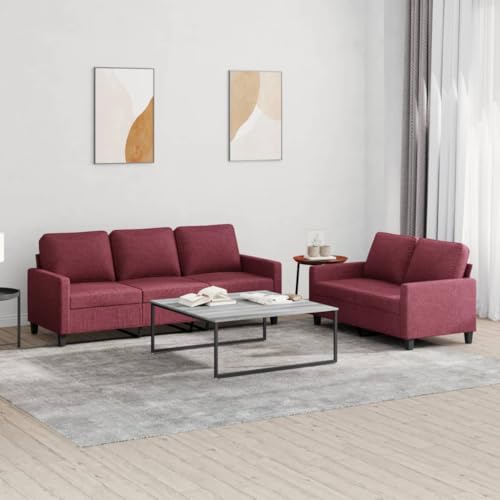 Youuihom 2-TLG. Sofagarnitur mit Kissen Weinrot Stoff Küchensofa Outdoor Couch Big Sofa Kleine Sofa für Küchen Balkon Jugendzimmer Esszimmer von Youuihom