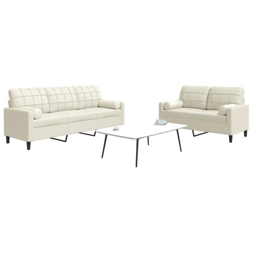 Youuihom 2-TLG. Sofagarnitur mit Kissen und Nackenrollen Creme Samt Küchensofa Schlafcouch Big Sofa Kleines Sofa für Balkon Jugendzimmer Esszimmer Küchen von Youuihom