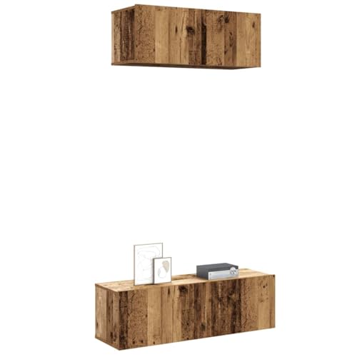 Youuihom 2-TLG. TV-Schrank-Set Wandmontage Altholz-Optik Holzwerkstoff Sideboard Fernseher Couchtisch Tv Ständer Sideboard Tv Lowboard für Schlafzimmer Flur Inneres Wohnstube von Youuihom