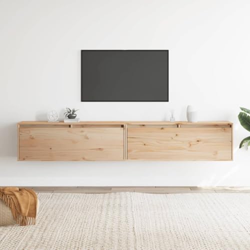 Youuihom 2X Wandschrank Massivholz Kiefer 100x30x35 cm Schwebendes Regal für Bücher Deko Aufbewahrung in Wohnzimmer Küche Bad Robustes Design von Youuihom