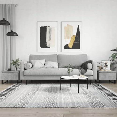 Youuihom 2er Set Couchtische Beistelltische Betongrau 50x46x35 cm mit Schublade und Metallbeinen – Robuster Holzwerkstoff für Wohnzimmer und Flur von Youuihom