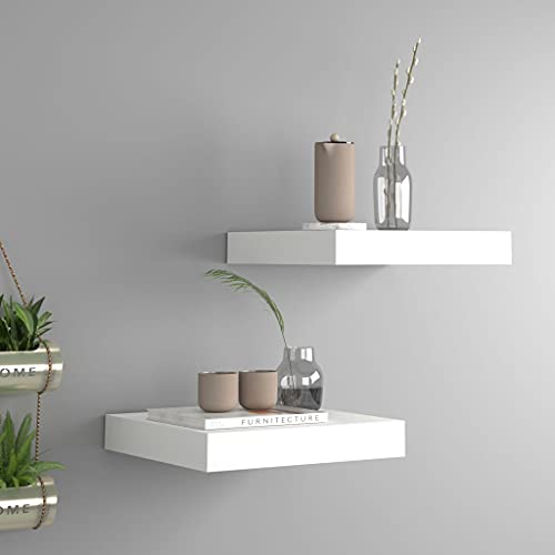 Youuihom 2er Set Schweberegale Weiß 23x23,5x3,8 cm MDF Wandregal mit Unsichtbarer Befestigung Modernes Design für Wanddekoration in Wohnzimmer Bad Küche von Youuihom