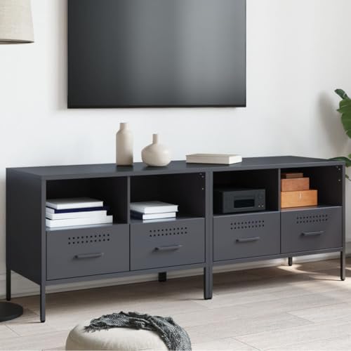 Youuihom 2er Set TV Lowboard Anthrazit 68x39x50,5 cm aus kaltgewalztem Stahl Industrial Sideboard mit 2 Schubladen & 2 Fächern Fernsehtisch für Wohnzimmer und Schlafzimmer Youuihom 2er Set TV Lowboard Anthrazit 68x39x50,5 cm aus kaltgewalztem Stahl Industrial Sideboard mit 2 Schubladen & 2 Fächern Fernsehtisch für Wohnzimmer und Schlafzimmer von Youuihom