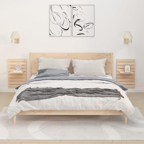 Youuihom 2er Set Wandregal Nachttisch Massivholz Kiefer Rustikales Design Flexibler Regalboden Wandmontiert für Schlafzimmer Badezimmer Wohnzimmer Youuihom 2er Set Wandregal Nachttisch Massivholz Kiefer Rustikales Design Flexibler Regalboden Wandmontiert für Schlafzimmer Badezimmer Wohnzimmer von Youuihom