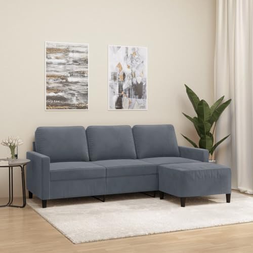 Youuihom 3-Sitzer-Sofa mit Hocker Dunkelgrau 180 cm Samt Sofa Wohnzimmer Schlafsofa Big Sofa Sessel Wohnzimmer für Wohnzimmer Jugendzimmer Balkon Küchen von Youuihom