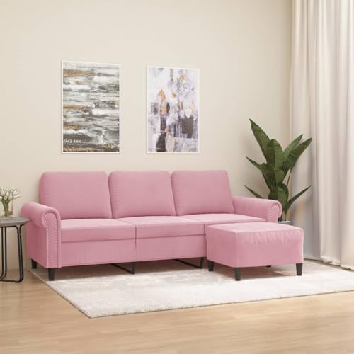 Youuihom 3-Sitzer-Sofa mit Hocker Rosa 180 cm Samt Küchensofa Outdoor Loungesessel Outdoor Kleines Sofa für Esszimmer Jugendzimmer Balkon Küchen Youuihom 3-Sitzer-Sofa mit Hocker Rosa 180 cm Samt Küchensofa Outdoor Loungesessel Outdoor Kleines Sofa für Esszimmer Jugendzimmer Balkon Küchen von Youuihom