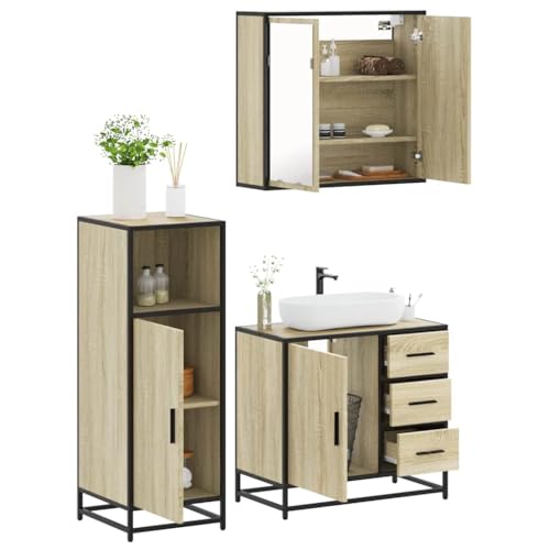 Youuihom 3-TLG. Badmöbel-Set Sonoma-Eiche Holzwerkstoff Badezimmerschrank mit Spiegelschrank & Waschbeckenunterschrank 65 cm Breite Stilvoll & Robust Youuihom 3-TLG. Badmöbel-Set Sonoma-Eiche Holzwerkstoff Badezimmerschrank mit Spiegelschrank & Waschbeckenunterschrank 65 cm Breite Stilvoll & Robust von Youuihom