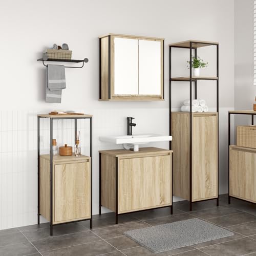 Youuihom 3-TLG. Badmöbel-Set Sonoma Eiche Holzwerkstoff Badezimmerschrank mit Waschbeckenunterschrank Modernes Design für Ordnung & Stil 60 x 34.5 x 60 cm Youuihom 3-TLG. Badmöbel-Set Sonoma Eiche Holzwerkstoff Badezimmerschrank mit Waschbeckenunterschrank Modernes Design für Ordnung & Stil 60 x 34.5 x 60 cm von Youuihom