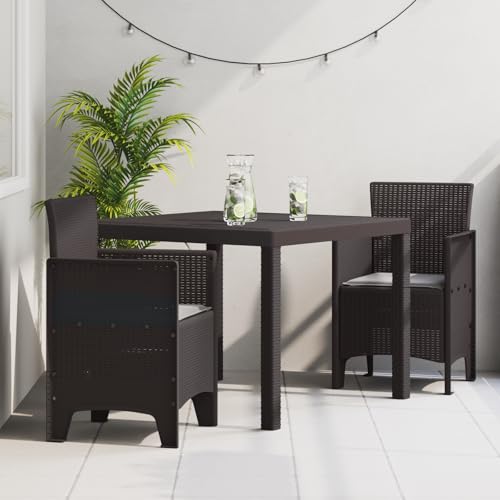 Youuihom 3-TLG. Garten Essgruppe aus synthetischem Kunststoff Braun Rechteckiger Tisch mit 2 Stühlen Modernes Design für Balkon Terrasse und Garten Wetterbeständig & Einfache Montage Youuihom 3-TLG. Garten Essgruppe aus synthetischem Kunststoff Braun Rechteckiger Tisch mit 2 Stühlen Modernes Design für Balkon Terrasse und Garten Wetterbeständig & Einfache Montage von Youuihom