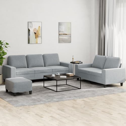 Youuihom 3-TLG. Sofagarnitur Hellgrau Stoff Lounge Outdoor Big Sofa Kleines Sofa für Jugendzimmer Esszimmer Wohnzimmer Küchen von Youuihom