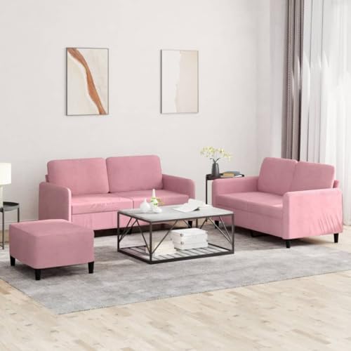 Youuihom 3-TLG. Sofagarnitur Rosa Samt Sofa Wohnzimmer Schlafcouch Sessel Wohnzimmer Kleine Sofa für Esszimmer Küchen Wohnzimmer Jugendzimmer von Youuihom