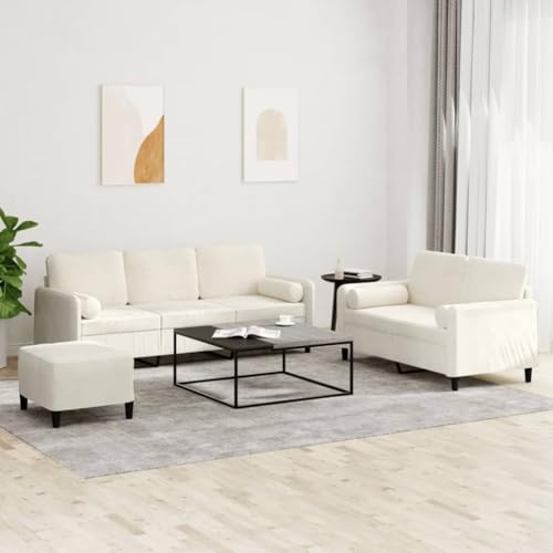 Youuihom 3-TLG. Sofagarnitur mit Kissen Creme Samt Wohnzimmer Couch Schlafcouch Loungesessel Outdoor Big Sofa für Wohnzimmer Küchen Balkon Jugendzimmer von Youuihom