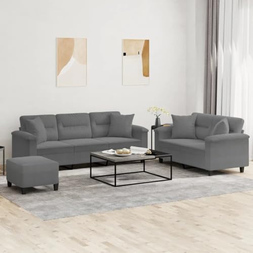 Youuihom 3-TLG. Sofagarnitur mit Kissen Dunkelgrau Mikrofasergewebe Küchensofa Outdoor Sofa Loungesessel Outdoor Kleines Sofa für Balkon Küchen Wohnzimmer Jugendzimmer Youuihom 3-TLG. Sofagarnitur mit Kissen Dunkelgrau Mikrofasergewebe Küchensofa Outdoor Sofa Loungesessel Outdoor Kleines Sofa für Balkon Küchen Wohnzimmer Jugendzimmer von Youuihom