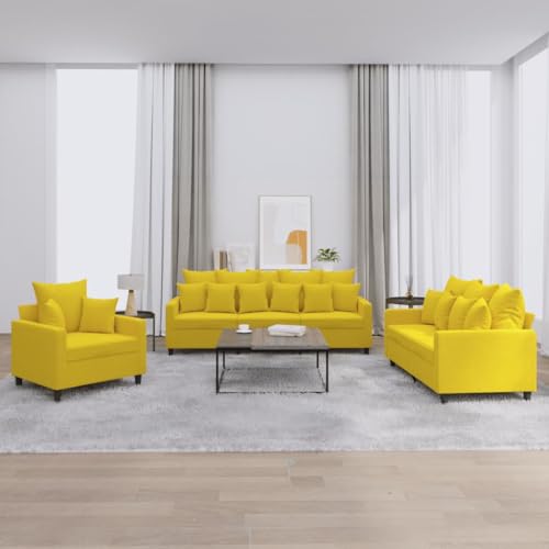 Youuihom 3-TLG. Sofagarnitur mit Kissen Gelb Samt Balkon Couch Schlafsofa Outdoor Couch Sessel Wohnzimmer für Küchen Esszimmer Wohnzimmer Jugendzimmer von Youuihom