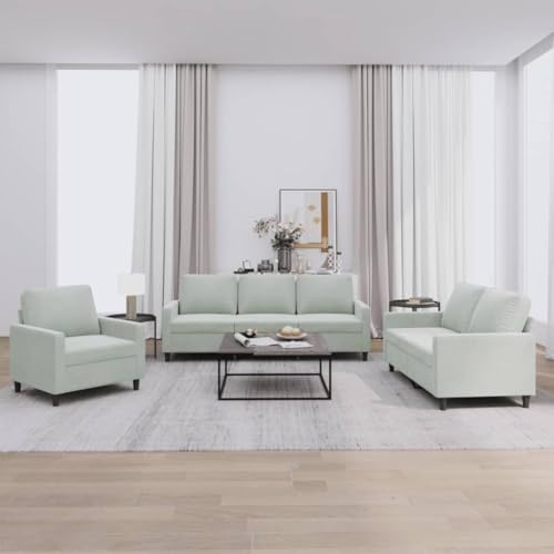 Youuihom 3-TLG. Sofagarnitur mit Kissen Hellgrau Samt Kleines Sofa Loungesessel Outdoor Sessel Wohnzimmer Kleine Sofa für Jugendzimmer Wohnzimmer Balkon Küchen Youuihom 3-TLG. Sofagarnitur mit Kissen Hellgrau Samt Kleines Sofa Loungesessel Outdoor Sessel Wohnzimmer Kleine Sofa für Jugendzimmer Wohnzimmer Balkon Küchen von Youuihom