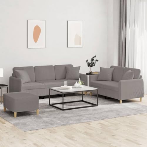 Youuihom 3-TLG. Sofagarnitur mit Kissen Taupe Stoff Küchensofa Schlafsofa Sessel Wohnzimmer Kleine Sofa für Balkon Wohnzimmer Küchen Jugendzimmer von Youuihom