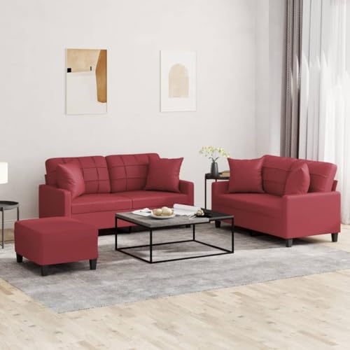 Youuihom 3-TLG. Sofagarnitur mit Kissen Weinrot Kunstleder Kleine Couch Schlafsofa Outdoor Couch Kleine Sofa für Wohnzimmer Küchen Balkon Esszimmer Youuihom 3-TLG. Sofagarnitur mit Kissen Weinrot Kunstleder Kleine Couch Schlafsofa Outdoor Couch Kleine Sofa für Wohnzimmer Küchen Balkon Esszimmer von Youuihom