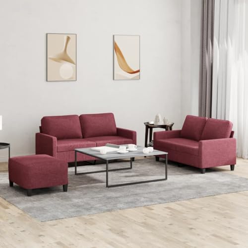 Youuihom 3-TLG. Sofagarnitur mit Kissen Weinrot Stoff Einzelsofa Outdoor Sofa Schlafsofa Big Sofa für Wohnzimmer Balkon Jugendzimmer Esszimmer von Youuihom