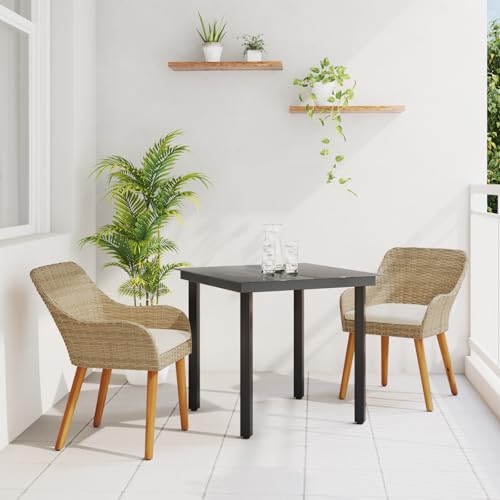 Youuihom 3-teiliges Garten-Essset Beige aus Poly Rattan mit Quadratischem Tisch und 2 Stühlen Robuste Stahlkonstruktion für Balkon Terrasse und Garten Youuihom 3-teiliges Garten-Essset Beige aus Poly Rattan mit Quadratischem Tisch und 2 Stühlen Robuste Stahlkonstruktion für Balkon Terrasse und Garten von Youuihom