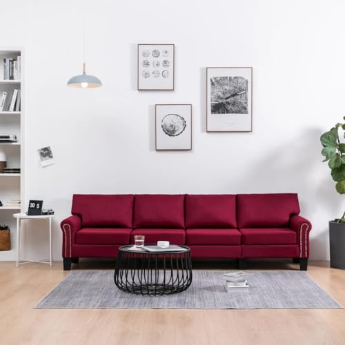 Youuihom 4-Sitzer-Sofa Weinrot Stoff Küchensofa Schlafcouch Big Sofa Kleines Sofa für Esszimmer Küchen Jugendzimmer Wohnzimmer von Youuihom