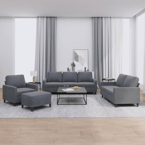 Youuihom 4-TLG. Sofagarnitur mit Kissen Dunkelgrau Samt Kleines Sofa Loungesessel Outdoor Sessel Wohnzimmer Kleine Sofa für Jugendzimmer Wohnzimmer Balkon Küchen von Youuihom
