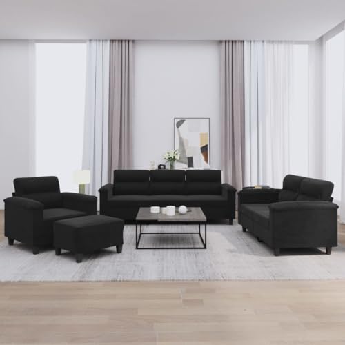 Youuihom 4-TLG. Sofagarnitur mit Kissen Schwarz Mikrofasergewebe Kleines Sofa Schlafcouch Cauchsofa Balkon Sofa für Jugendzimmer Balkon Wohnzimmer Esszimmer Youuihom 4-TLG. Sofagarnitur mit Kissen Schwarz Mikrofasergewebe Kleines Sofa Schlafcouch Cauchsofa Balkon Sofa für Jugendzimmer Balkon Wohnzimmer Esszimmer von Youuihom