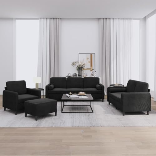 Youuihom 4-TLG. Sofagarnitur mit Kissen Schwarz Samt Küchensofa Outdoor Sofa Outdoor Couch Lounge Sofa für Jugendzimmer Esszimmer Balkon Küchen Youuihom 4-TLG. Sofagarnitur mit Kissen Schwarz Samt Küchensofa Outdoor Sofa Outdoor Couch Lounge Sofa für Jugendzimmer Esszimmer Balkon Küchen von Youuihom