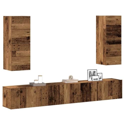 Youuihom 4-TLG. TV-Schrank-Set Wandmontage Altholz-Optik Holzwerkstoff Tv Cabinet for Living Room Tv Schrank Tv Ständer Sideboard Tv Lowboard für Schlafzimmer Inneres Wohnstube Flur von Youuihom