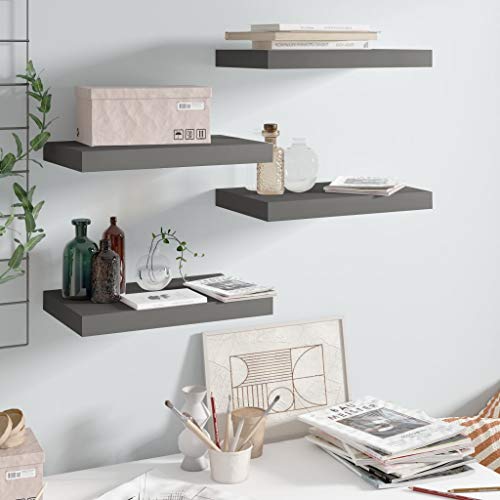 Youuihom 4er Set Schweberegale Hochglanz Grau Wandregal 40x23x3.8 cm MDF Metall Unsichtbare Montage Modernes Design für Wanddeko Wohnzimmer Badezimmer Youuihom 4er Set Schweberegale Hochglanz Grau Wandregal 40x23x3.8 cm MDF Metall Unsichtbare Montage Modernes Design für Wanddeko Wohnzimmer Badezimmer von Youuihom
