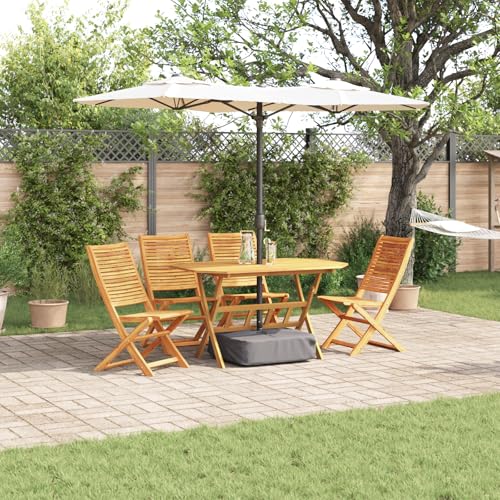 Youuihom 5-TLG. Gartenmöbel-Set aus massivem Akazienholz mit faltbarem Esstisch und 4 Stühlen Rustikales Design für Terrasse Balkon und Garten von Youuihom