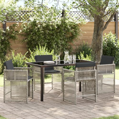 Youuihom 5-teilige Garten Essgruppe Hellgrau Modernes Rattan Set mit Kissen Rechteckiger Tisch und 4 Stühle Wetterfest & Platzsparend für Terrasse Balkon und Garten Youuihom 5-teilige Garten Essgruppe Hellgrau Modernes Rattan Set mit Kissen Rechteckiger Tisch und 4 Stühle Wetterfest & Platzsparend für Terrasse Balkon und Garten von Youuihom