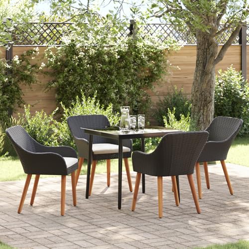 Youuihom 5-teilige Garten Essgruppe Schwarz Quadratischer Tisch mit 4 Stühlen aus Poly Rattan Modernes Design & Robuste Konstruktion für Terrasse Balkon und Garten Youuihom 5-teilige Garten Essgruppe Schwarz Quadratischer Tisch mit 4 Stühlen aus Poly Rattan Modernes Design & Robuste Konstruktion für Terrasse Balkon und Garten von Youuihom