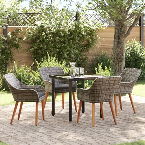 Youuihom 5-teiliges Essset Grau Outdoor Poly Rattan Quadratischer Gartentisch mit 4 Stühlen Modernes Design Robuste Metallkonstruktion UV-beständig für Terrasse Balkon und Garten Youuihom 5-teiliges Essset Grau Outdoor Poly Rattan Quadratischer Gartentisch mit 4 Stühlen Modernes Design Robuste Metallkonstruktion UV-beständig für Terrasse Balkon und Garten von Youuihom