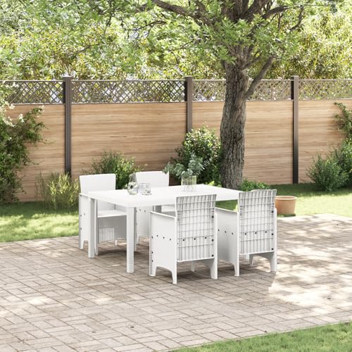 Youuihom 5-teiliges Garten Essset Weiß aus Poly-Rattan mit 1 Tisch und 4 Stühlen Modernes Design Wetterfest für Terrasse Balkon und Garten Youuihom 5-teiliges Garten Essset Weiß aus Poly-Rattan mit 1 Tisch und 4 Stühlen Modernes Design Wetterfest für Terrasse Balkon und Garten von Youuihom