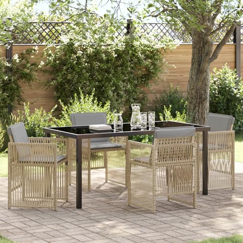 Youuihom 5-teiliges Garten Esstisch Set aus Poly Rattan mit Kissen Beige Modernes Design Wetterbeständig & Platzsparend für Terrasse Balkon und Garten Youuihom 5-teiliges Garten Esstisch Set aus Poly Rattan mit Kissen Beige Modernes Design Wetterbeständig & Platzsparend für Terrasse Balkon und Garten von Youuihom