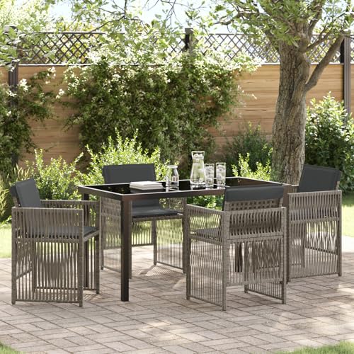 Youuihom 5-teiliges Garten-Esszimmer Set Grau Modernes Esstisch Set mit Kissen aus Poly Rattan und Stahlrahmen Wetterfest & Komfortabel für Terrasse Balkon und Garten Youuihom 5-teiliges Garten-Esszimmer Set Grau Modernes Esstisch Set mit Kissen aus Poly Rattan und Stahlrahmen Wetterfest & Komfortabel für Terrasse Balkon und Garten von Youuihom