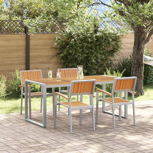 Youuihom 5-teiliges Garten Esszimmer Set aus Massivholz und Aluminium Grau Modernes Design 180 x 90 cm Rechteckiger Tisch mit 4 Stühlen Robust & Wetterfest für Balkon Terrasse und Garten Youuihom 5-teiliges Garten Esszimmer Set aus Massivholz und Aluminium Grau Modernes Design 180 x 90 cm Rechteckiger Tisch mit 4 Stühlen Robust & Wetterfest für Balkon Terrasse und Garten von Youuihom