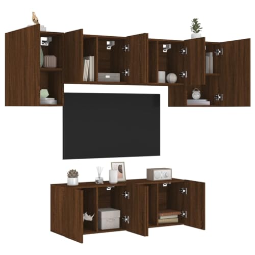 Youuihom 6-TLG. Wohnwand Braun Eichen-Optik Holzwerkstoff Tv Table Couchtisch Tv Schrank Tv Stand Cabinet für Schlafzimmer Inneres Flur Wohnstube Youuihom 6-TLG. Wohnwand Braun Eichen-Optik Holzwerkstoff Tv Table Couchtisch Tv Schrank Tv Stand Cabinet für Schlafzimmer Inneres Flur Wohnstube von Youuihom