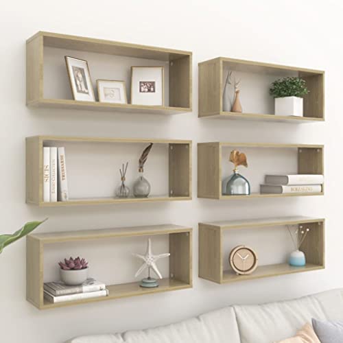 Youuihom 6er Set Wandregal Würfelregal Sonoma-Eiche Holzwerkstoff 60x15x23 cm für Deko und Aufbewahrung in Wohnzimmer Bad Küche Youuihom 6er Set Wandregal Würfelregal Sonoma-Eiche Holzwerkstoff 60x15x23 cm für Deko und Aufbewahrung in Wohnzimmer Bad Küche von Youuihom