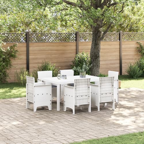 Youuihom 7-Teilige Garten Essgruppe Weiß Poly Rattan Set mit Kissen Modernes Design Wetterfest für 6 Personen Platzsparend für Balkon Terrasse und Garten Youuihom 7-Teilige Garten Essgruppe Weiß Poly Rattan Set mit Kissen Modernes Design Wetterfest für 6 Personen Platzsparend für Balkon Terrasse und Garten von Youuihom