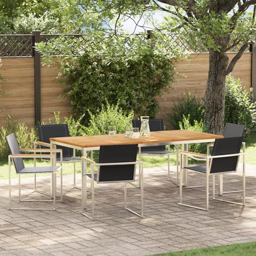 Youuihom 7-teilige Garten Essgruppe aus Massivholz Teak mit Metallrahmen Rechteckiger Esstisch und 6 Stühle Robuste Outdoor Möbel für Terrasse Garten und Balkon Youuihom 7-teilige Garten Essgruppe aus Massivholz Teak mit Metallrahmen Rechteckiger Esstisch und 6 Stühle Robuste Outdoor Möbel für Terrasse Garten und Balkon von Youuihom