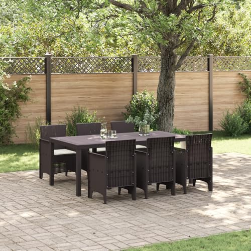 Youuihom 7-teiliges Garten Esszimmer Set aus Poly Rattan Braun Rechteckiger Esstisch mit 6 Stühlen und Kissen UV-beständig und pflegeleicht für Balkon Terrasse und Garten Youuihom 7-teiliges Garten Esszimmer Set aus Poly Rattan Braun Rechteckiger Esstisch mit 6 Stühlen und Kissen UV-beständig und pflegeleicht für Balkon Terrasse und Garten von Youuihom